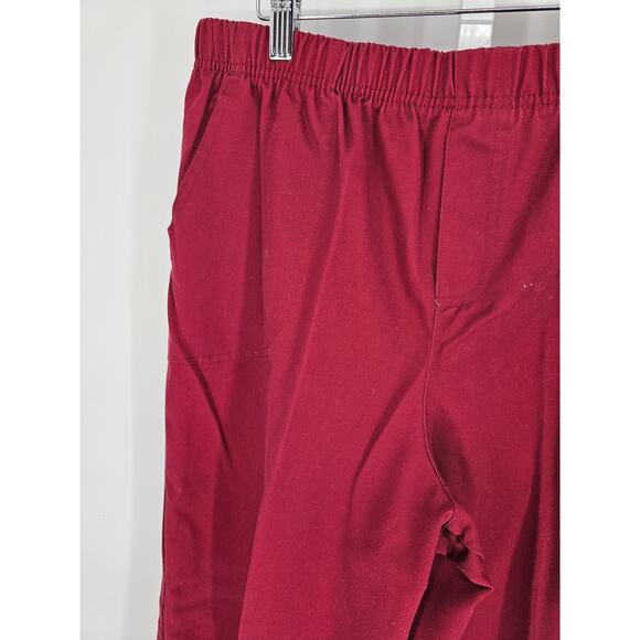 White Stag Red Cotton Blend Elastic-Waist High-Rise Twill Trouser Size 16 - Picture 2 of 5
